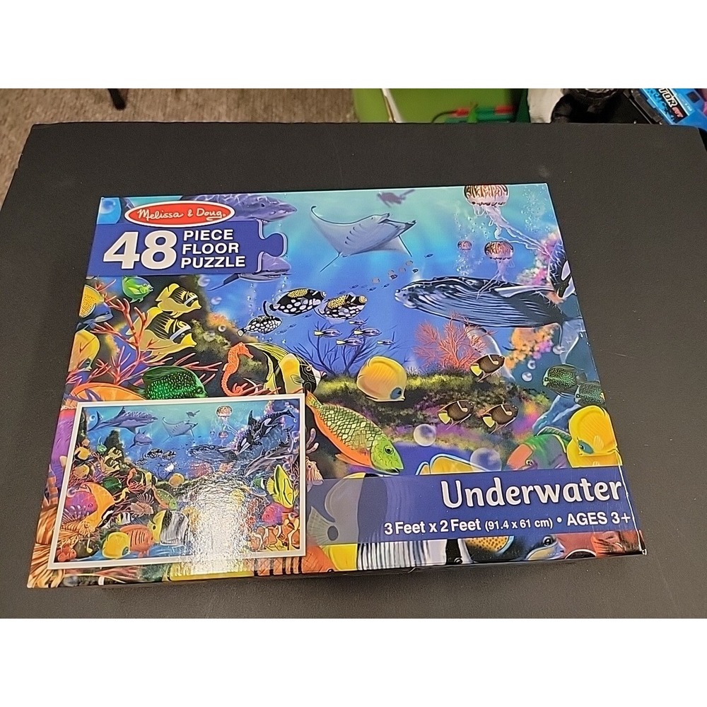 Melissa and Doug Underwater Floor Puzzle: 48 Pcs - Ages 3+  3x2 ft - Complete